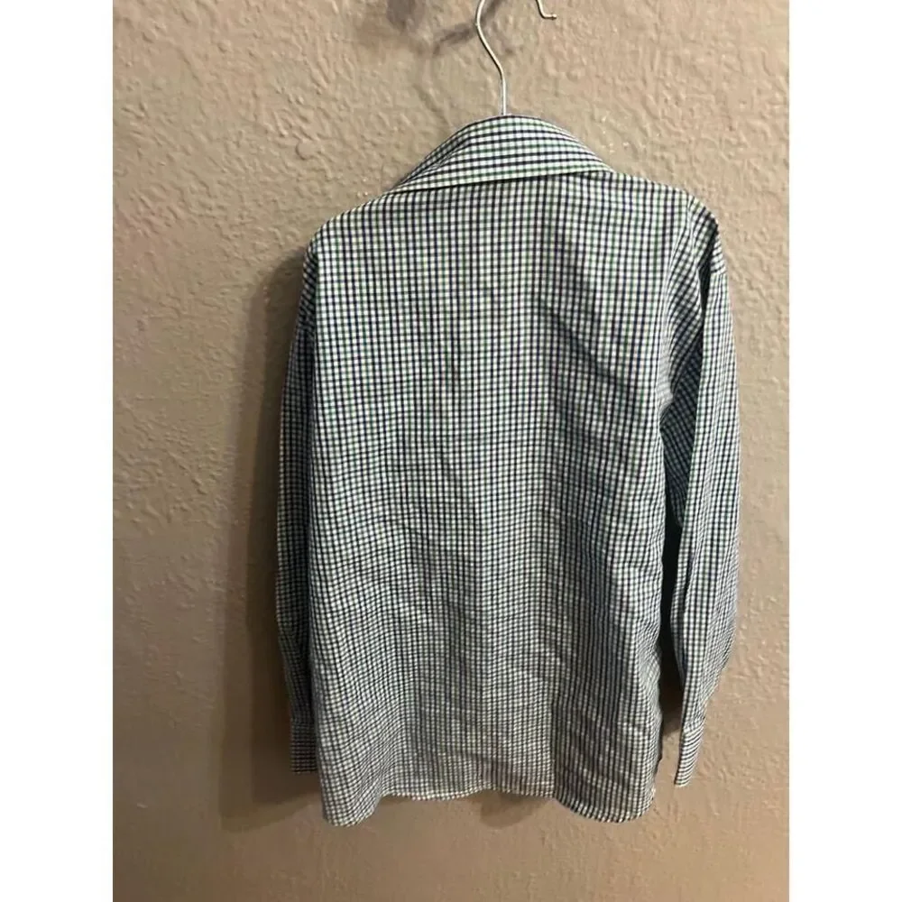 Boys white purple green plaid long sleeve button up shirt Izod size 8‎